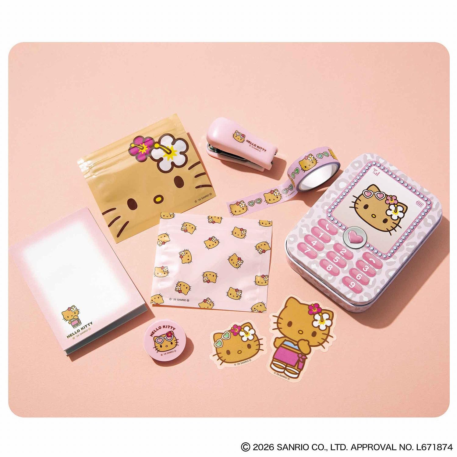 HELLO KITTY曬黑系列文具鐵盒組